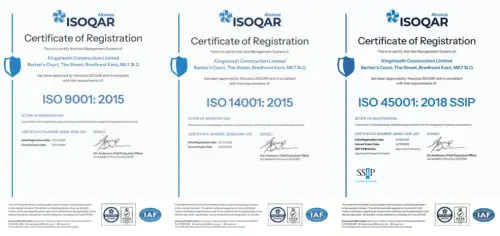 Kingsheath Construction successfully passed a 'Stringent assessment' conducted by ISOQAR